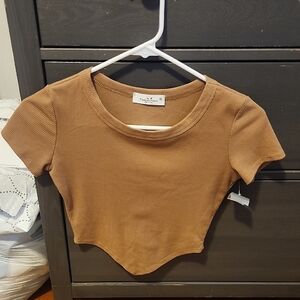 Forever 21 Tan Ribbed Crop Top